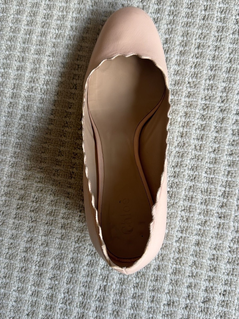 Chloé Scalloped Edge Ballet Flat in Nude Pink